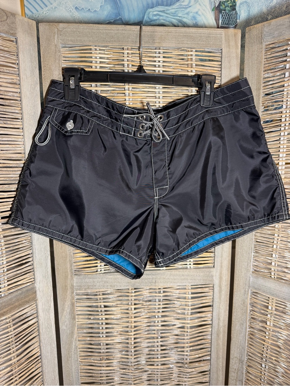 Birdwell Black Athletic Shorts with Blue Accents